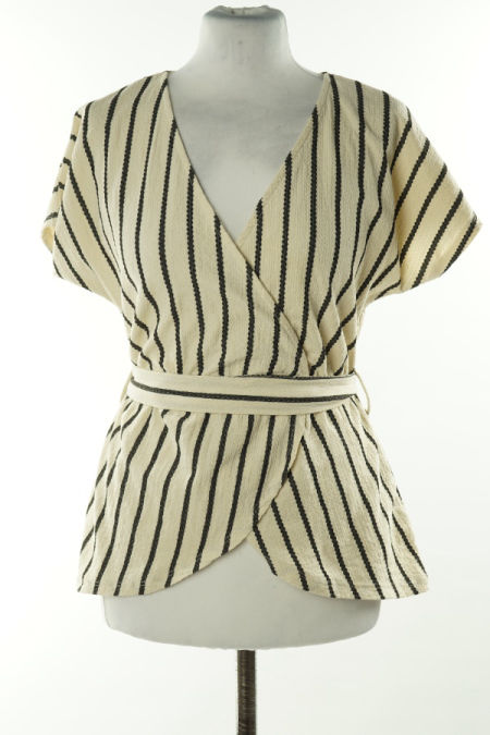 Bluzka beżowa w czarne paski