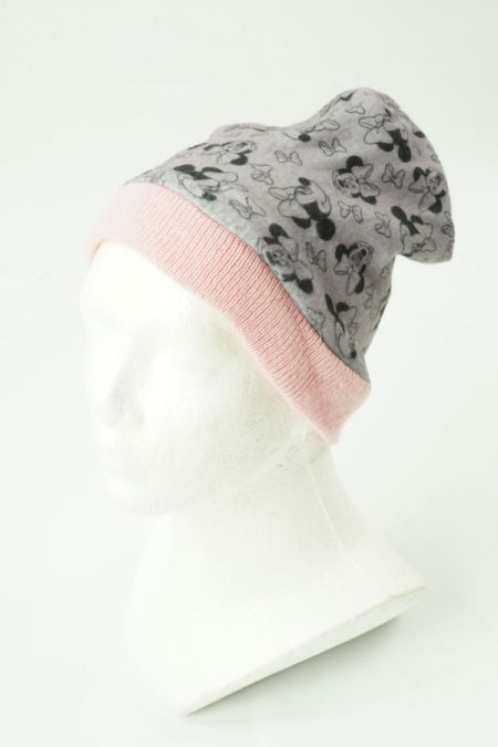 Czapka szaro - różowa Myszki