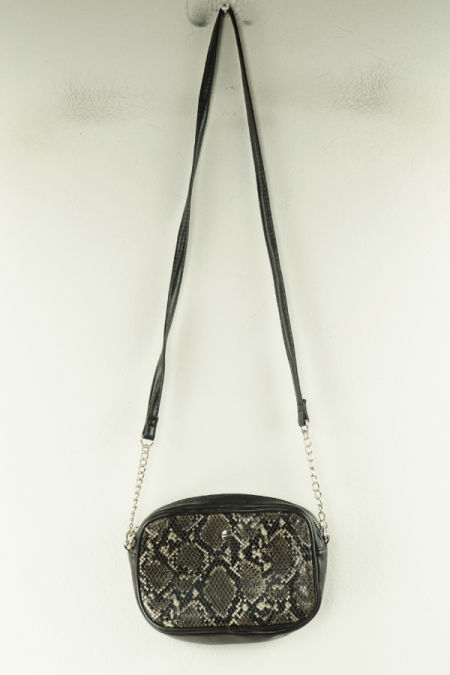 Torebka szaro-czarna wężowa
