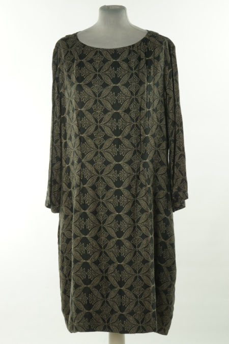 Sukienka ciemnoszara w beżowe wzory