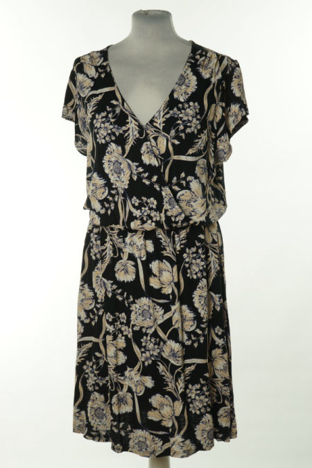 Sukienka czarna w beżowe kwiatki