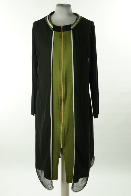 Sukienka zielono-czarna na suwak