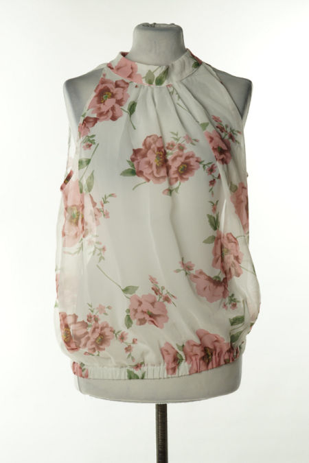 Bluzka biała w kwiaty, prześwitująca