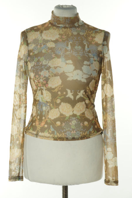 Bluzka brązowa w kwiaty, siateczkowa