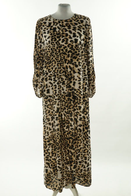 Sukienka beżowa w czarne cętki