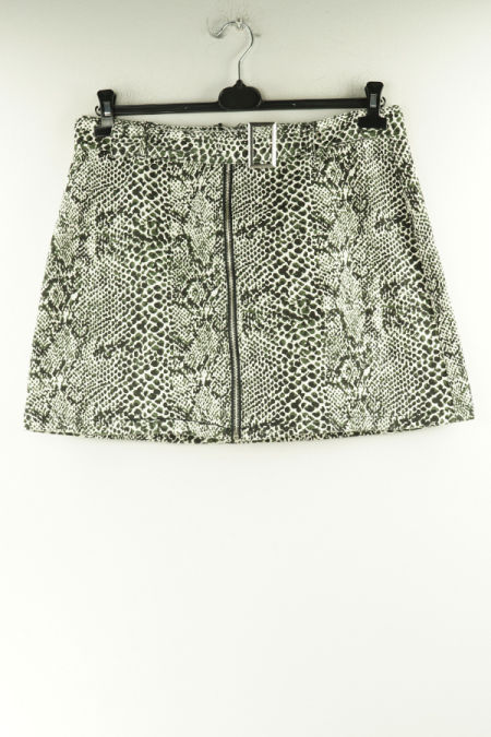 Spódnica jeansowa z wzorem skóry węża i suwakiem 