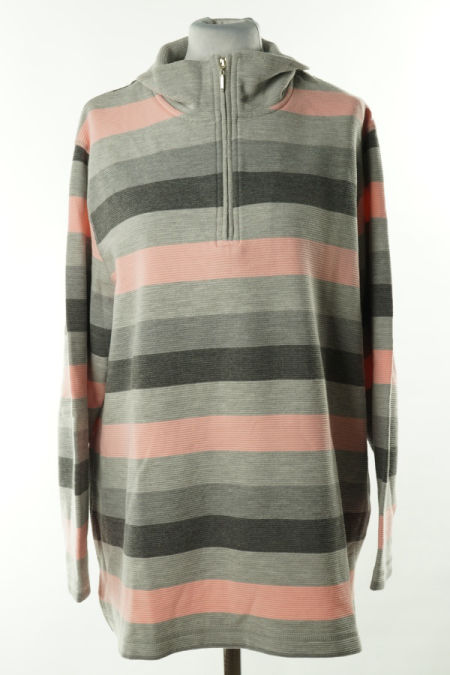 Bluza szaro-różowa w paski