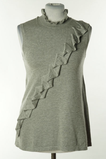 Bluzka szara sweterkowa z falbaną