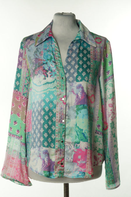 Koszula zielono-różowa wzorzysta, ZARA