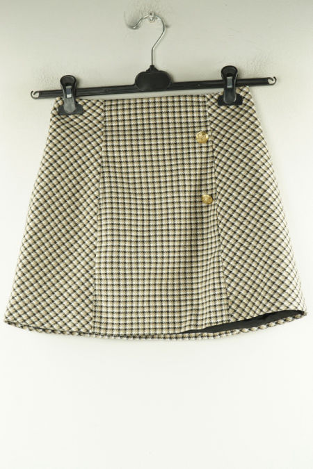 Spódnica beżowo-biała w kratkę