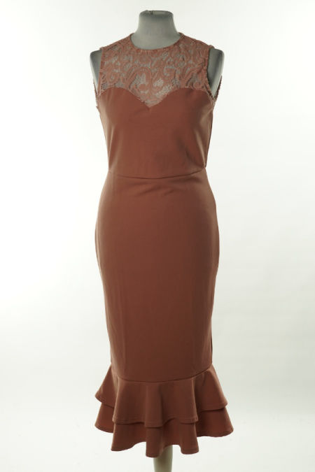 Sukienka brudny róż z koronkową wstawką