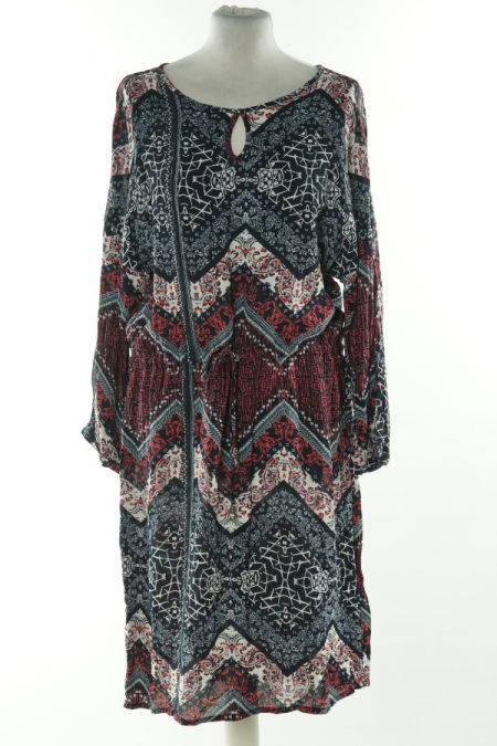 Sukienka granatowo-bordowa ze ściągaczem w talii