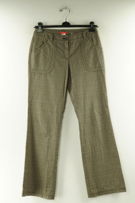 Spodnie brązowe kraciaste z szerokimi nogawkami