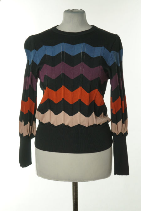 Sweter cienki czarny w kolorowe pasy