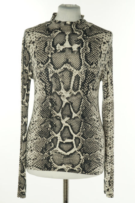 Bluzka beżowo-czarna print wężowy