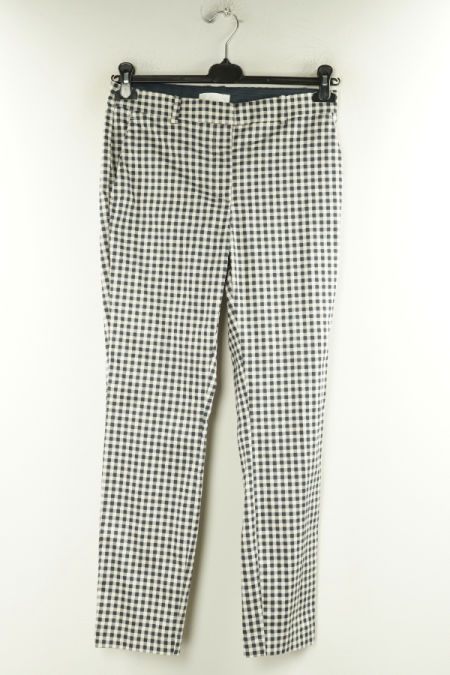 Spodnie materiałowe kremowo-granatowe w kratkę, H&M