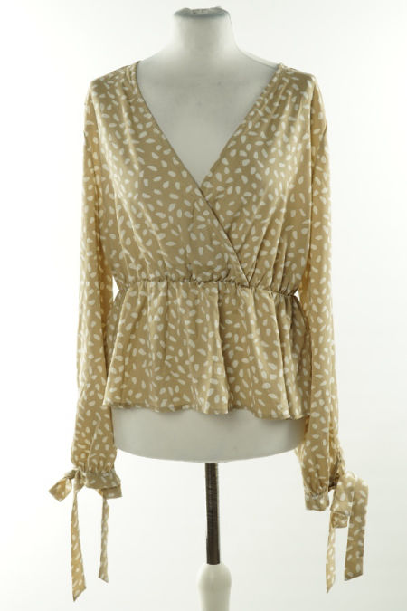 Bluzka beżowa w białe ciapki