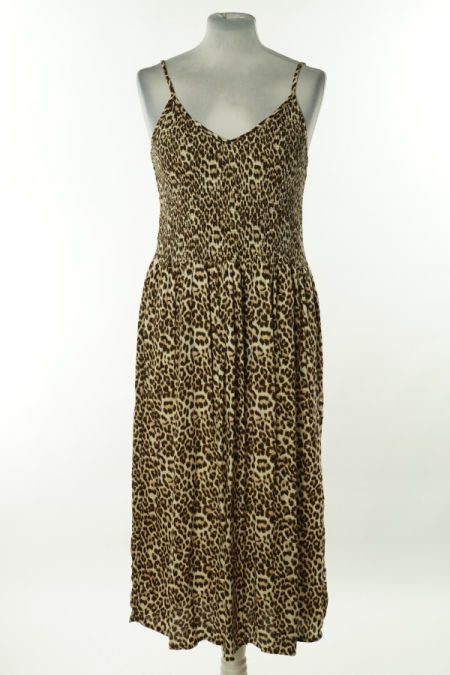 Sukienka beżowa w cętki na ramiączkach