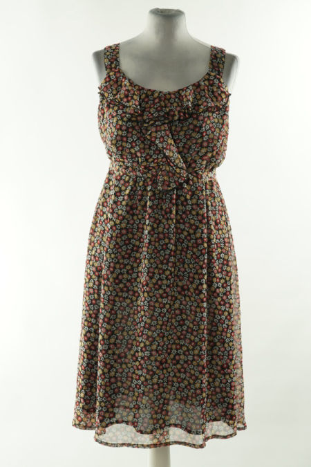 Sukienka czarna w kolorowe kwiaty