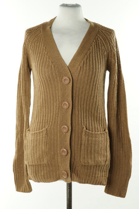 Kardigan karmelowy z kieszeniami