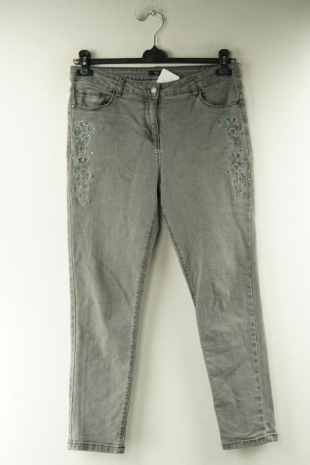 Spodnie szare jeansowe z cyrkoniami