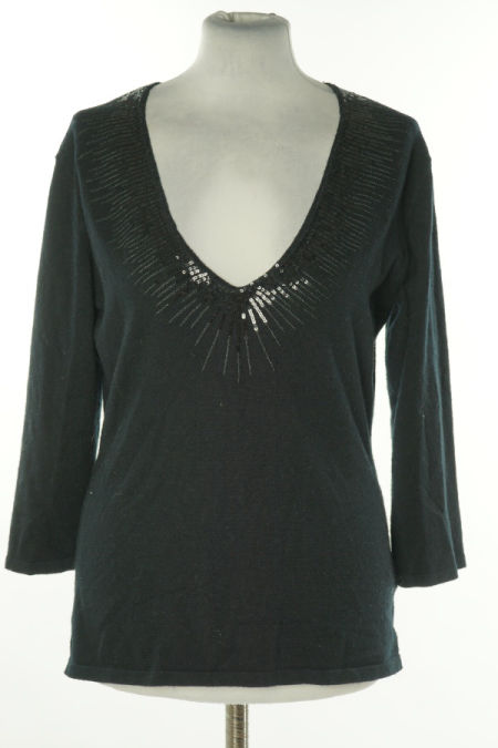 Sweter czarny z cekinowym wykończeniem