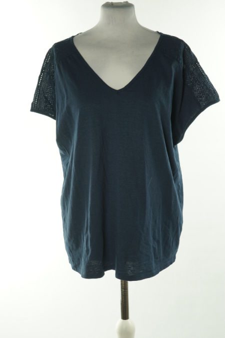 Koszulka granatowa z ażurowymi rękawami