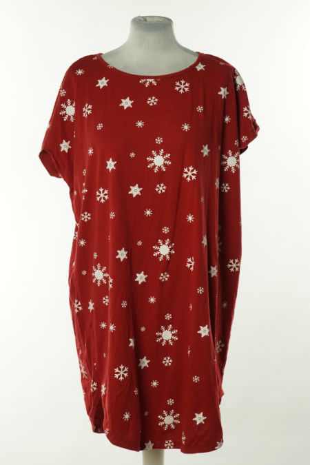 Koszula nocna czerwona w białe płatki śniegu