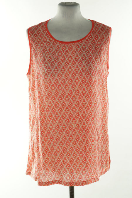 Bluzka pomarańczowo-biała w romby