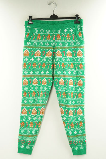 Spodnie zielonwe sweterkowe świąteczne