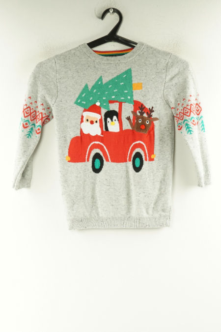 Sweter szary świąteczny