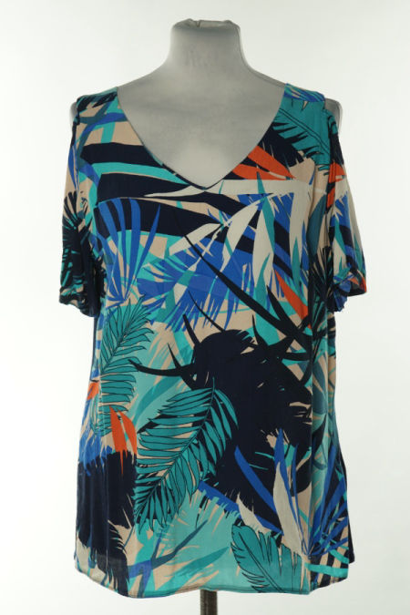 Bluzka niebiesko-beżowa wzorzysta