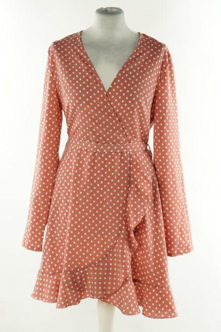 Sukienka brudny róż w białe kropki