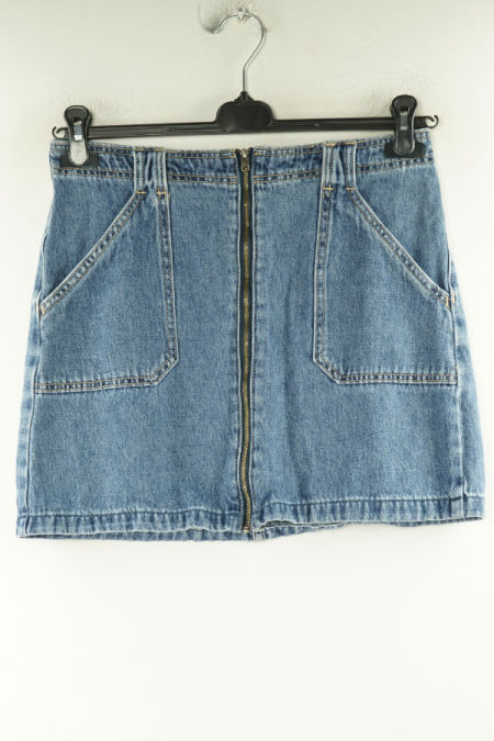 Spódnica niebieska na suwak jeansowa, HOLLISTER