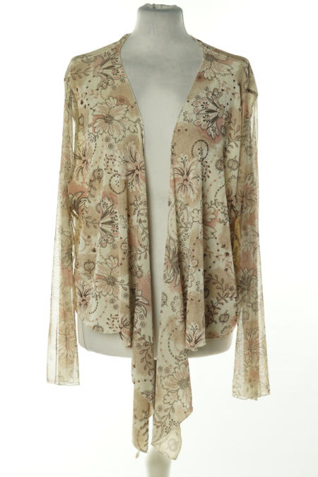 Narzutka beżowa w kwiatki, cienka