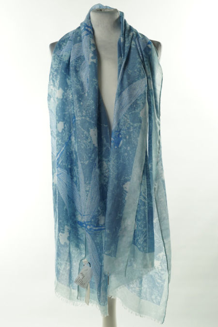 Szal niebieski wzorzysty