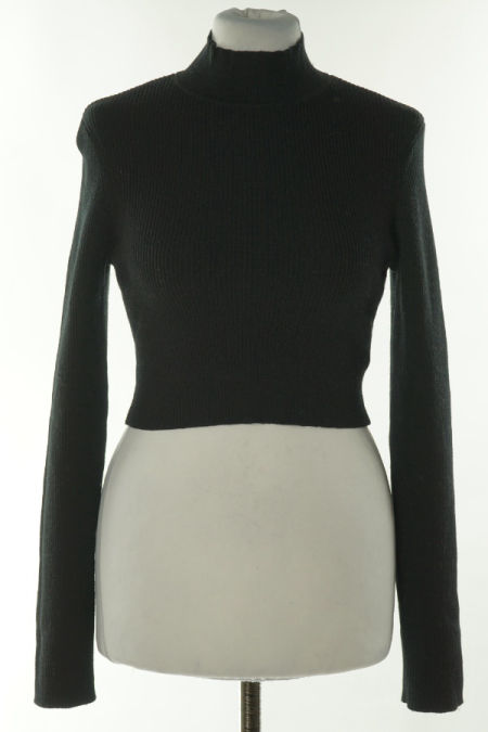 Top czarny prążkowany, H&M