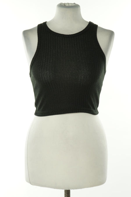 Top czarny prążkowany sweterkowy