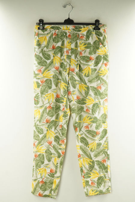 Spodnie w roślinny wzór, w składzie len (55%) i bawełna (45%)