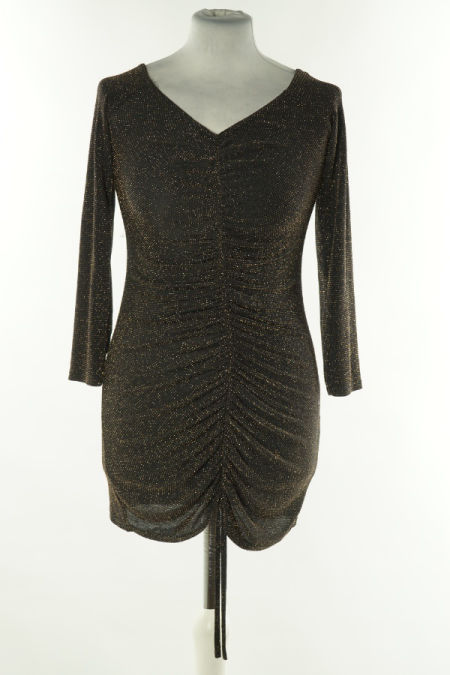 Sukienka czarna ze złotą nitką drapowana