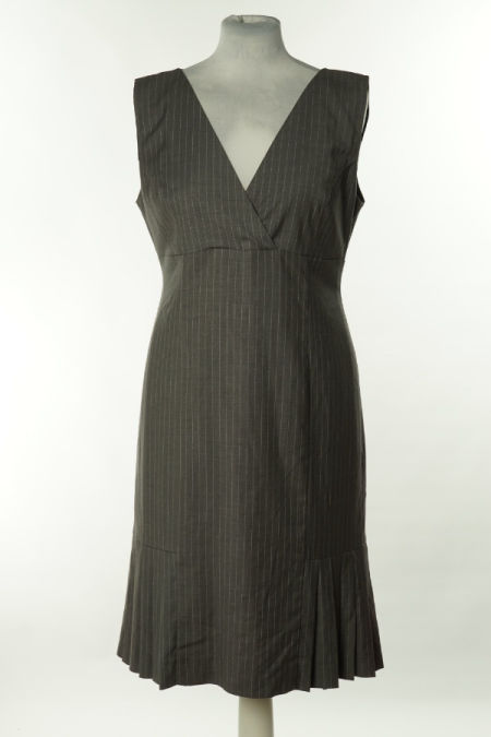 Sukienka szara w białe drobne paski