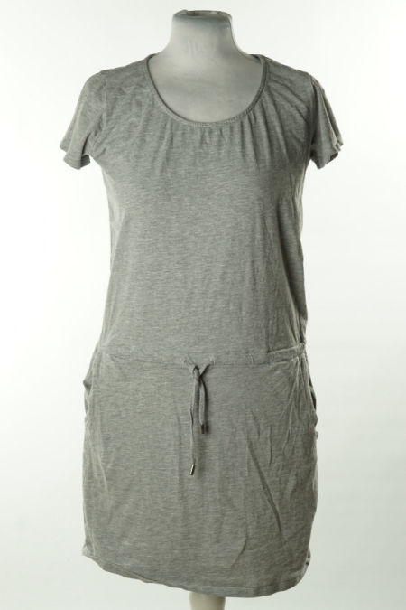 Sukienka szara dresowa z gumką w talii z kieszeniami