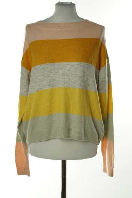 Sweter szaro-żółty w paski