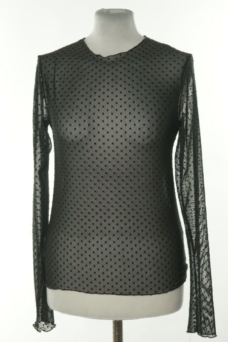 Bluzka czarna siateczka w kropki, ZARA