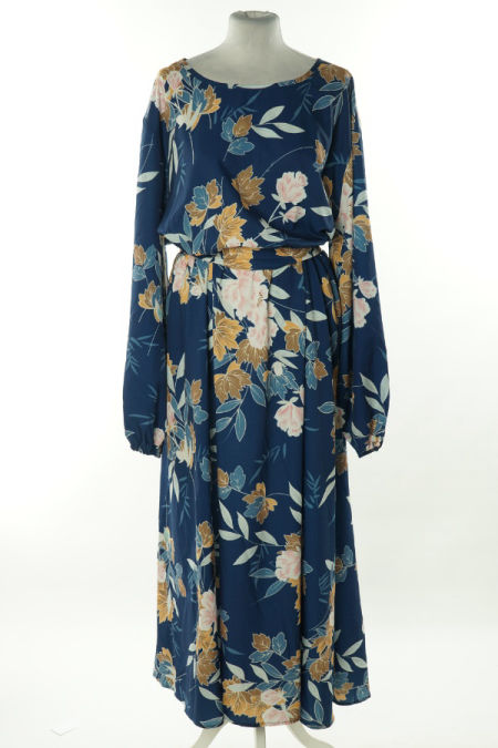 Sukienka niebieska długa w kwiaty