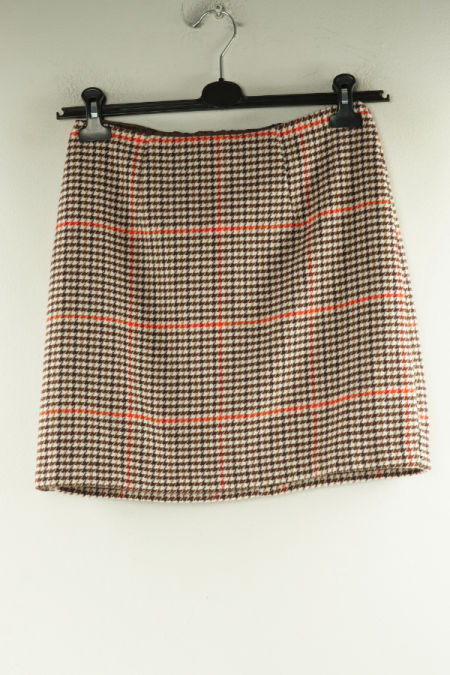 Spódnica biała w brązową kratkę