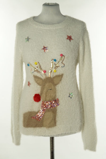 Sweter jasnobeżowy renifer