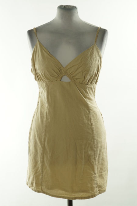 Sukienka beżowa bawełniana, BERSHKA