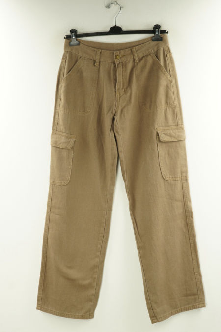 Spodnie brązowe jeansowe z dużymi kieszeniami 