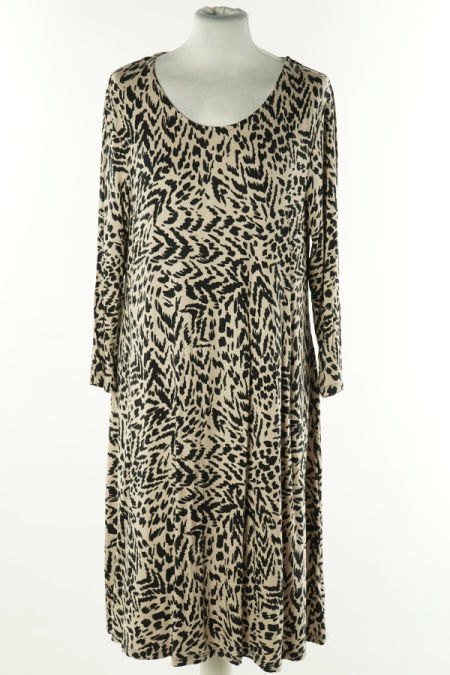 Sukienka beżowa w czarne cętki